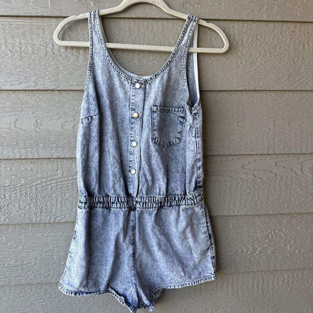 Topshop MOTO Acid Wash Denim Romper Playsuit Size 10 Sleeveless
